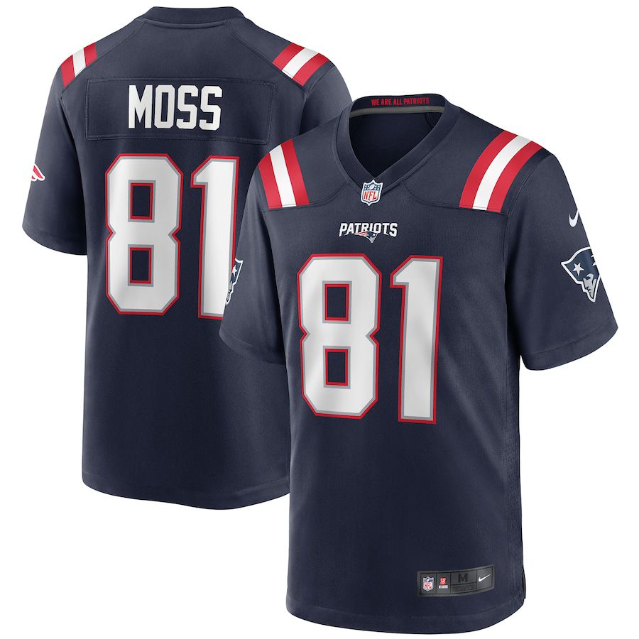 Men New England Patriots #81 Randy Moss Nike Navy Game Retired Player NFL Jersey->new england patriots->NFL Jersey